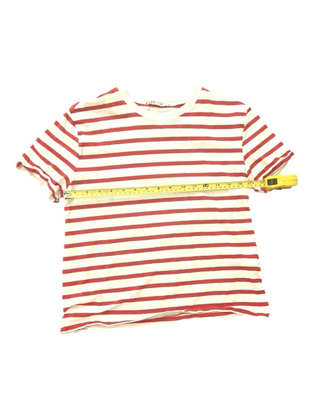 Zara Red & White Stripe Short Sleeve Tee - S - 100% Cotton - Picture 3 of 7